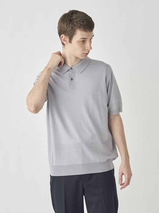 [Anglo Indian Gauze] Short sleeved Polo Shirt | LEYBURN | 30G EASY FIT 詳細画像 SILVER BIRCH 1