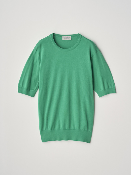 Round neck Short sleeved Sweater | NELL | 30G MODERN FIT 詳細画像 GREEN FLARE 2