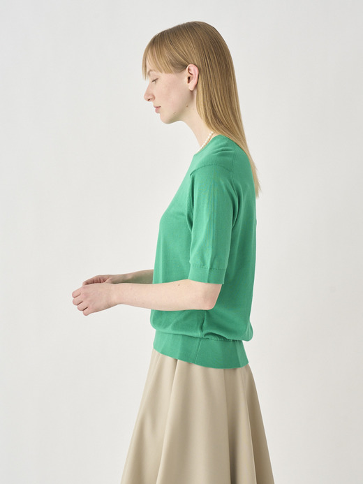 Round neck Short sleeved Sweater | NELL | 30G MODERN FIT 詳細画像 GREEN FLARE 4
