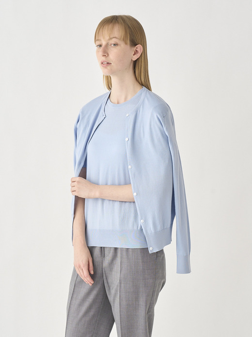 Round neck Short sleeved Sweater | NELL | 30G MODERN FIT 詳細画像 MIRAGE BLUE 8