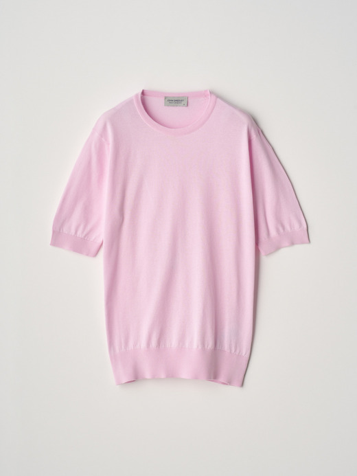 Round neck Short sleeved Sweater | NELL | 30G MODERN FIT 詳細画像 MALLOW PINK 1