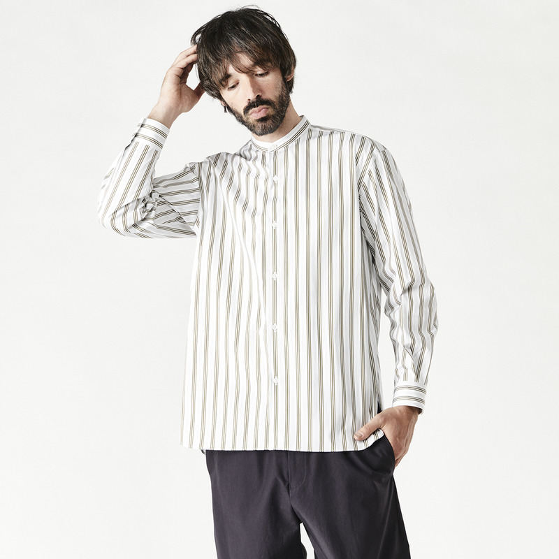 メンズ ストライプバンドカラーシャツ メンズ レディースニットのjohn Smedley ジョンスメドレー 公式オンラインショップ