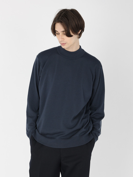 メンズ 24G長袖モックネックニット／A4546【SWEATER SERIES】 詳細画像 SMOKE BLUE 1
