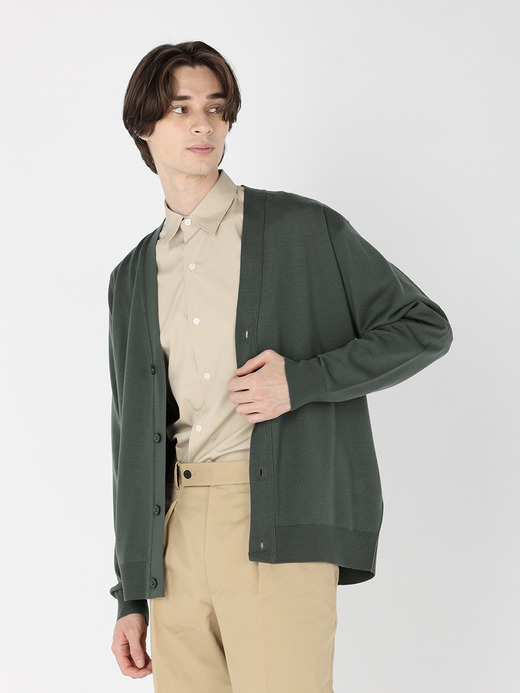 メンズ 24G長袖Vネックカーディガン／A4590【SWEATER SERIES】 詳細画像 HIGHLAND GREEN 1
