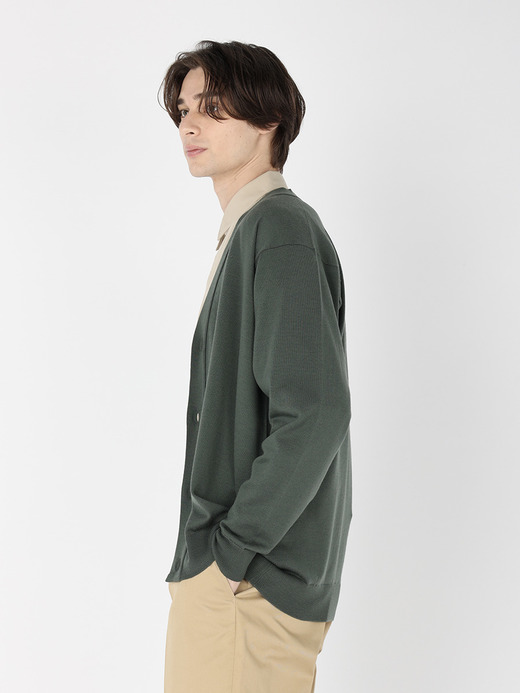 メンズ 24G長袖Vネックカーディガン／A4590【SWEATER SERIES】 詳細画像 HIGHLAND GREEN 3