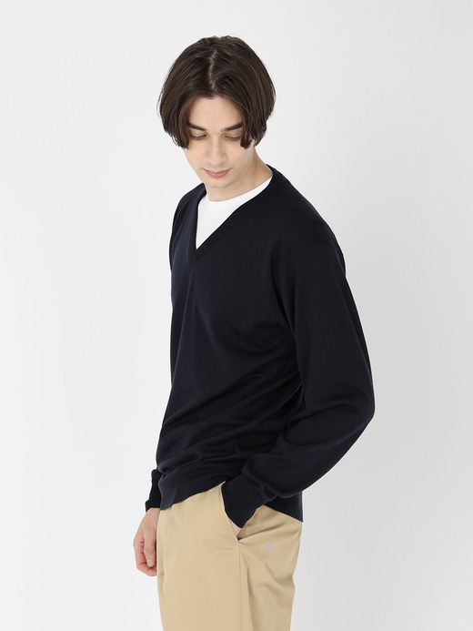 メンズ 24G長袖Vネックニット／A4591【SWEATER SERIES】 詳細画像 MIDNIGHT 3