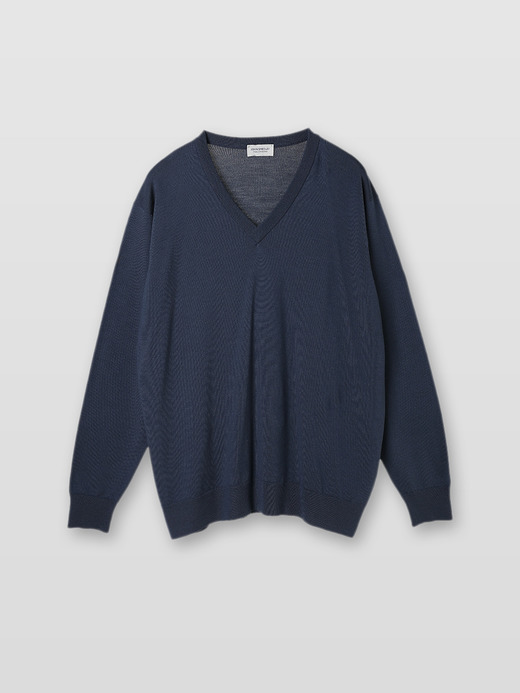 メンズ 24G長袖Vネックニット／A4591【SWEATER SERIES】 詳細画像 SMOKE BLUE 1