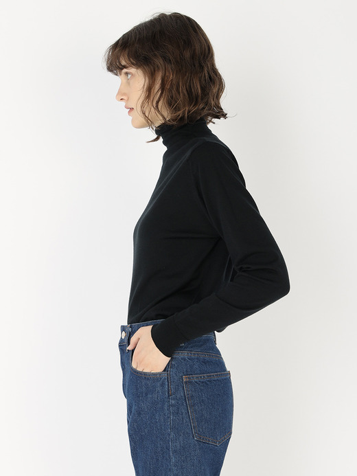 レディース 30G長袖シアータートルネックニット／A4659 詳細画像 BLACK 3