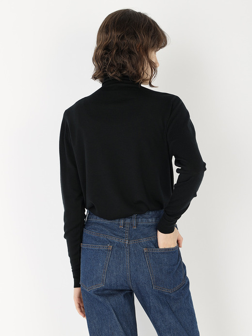 レディース 30G長袖シアータートルネックニット／A4659 詳細画像 BLACK 4