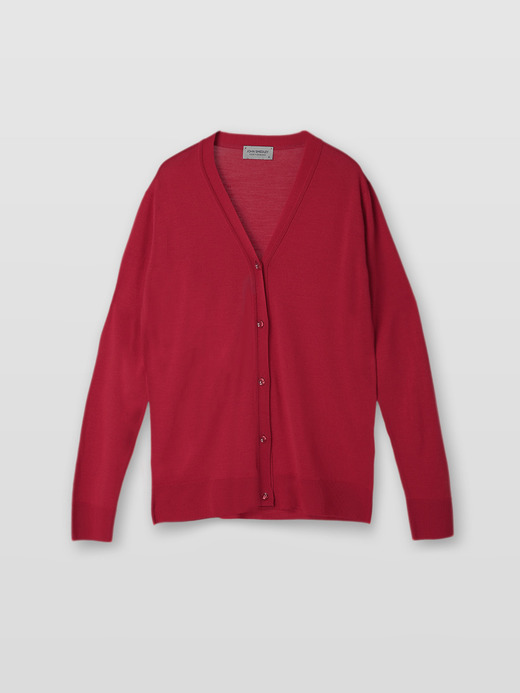 レディース 30G 長袖Ｖネックカーディガン／CLAIRE【MODERN FIT】 詳細画像 CRANBERRY 1