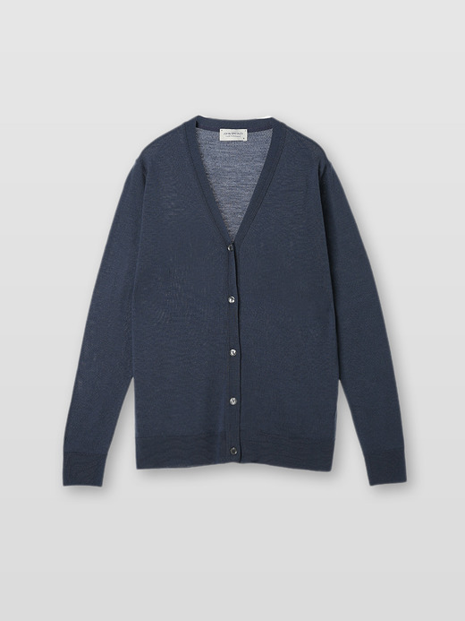レディース 30G 長袖Ｖネックカーディガン／CLAIRE【MODERN FIT】 詳細画像 SMOKE BLUE 1