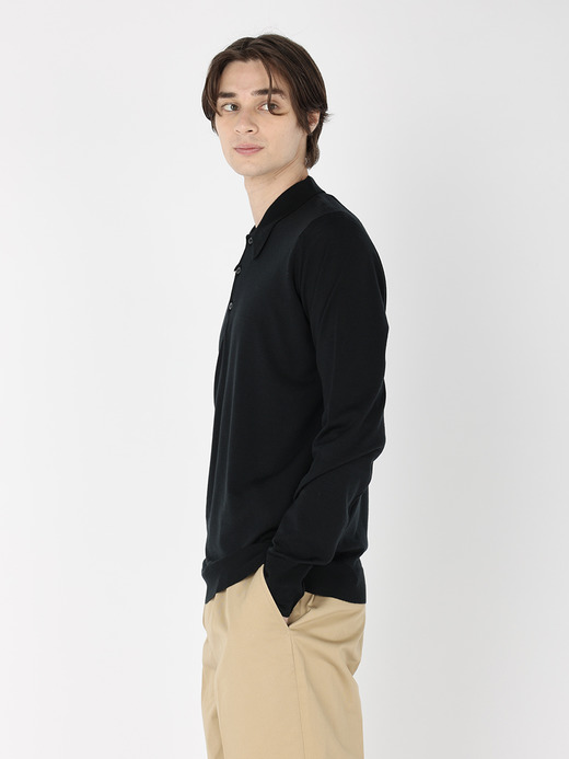 メンズ 30G長袖ポロシャツ／DORSET【EASY FIT】 詳細画像 BLACK 3