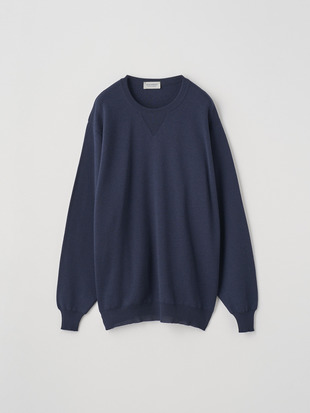 ユニセックス 30G長袖ダブルジャガードクルーネックニット／GONSON【STANDARD FIT】