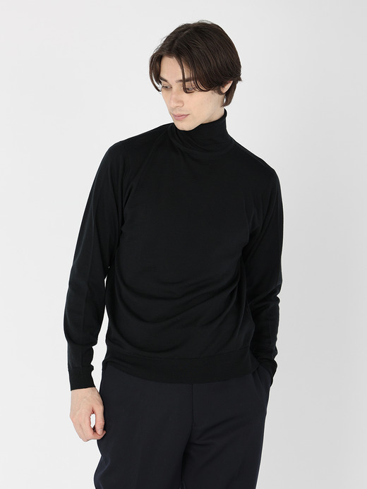 メンズ 30G 長袖 タートルネックニット／LEVINE【MODERN FIT】 詳細画像 BLACK 2
