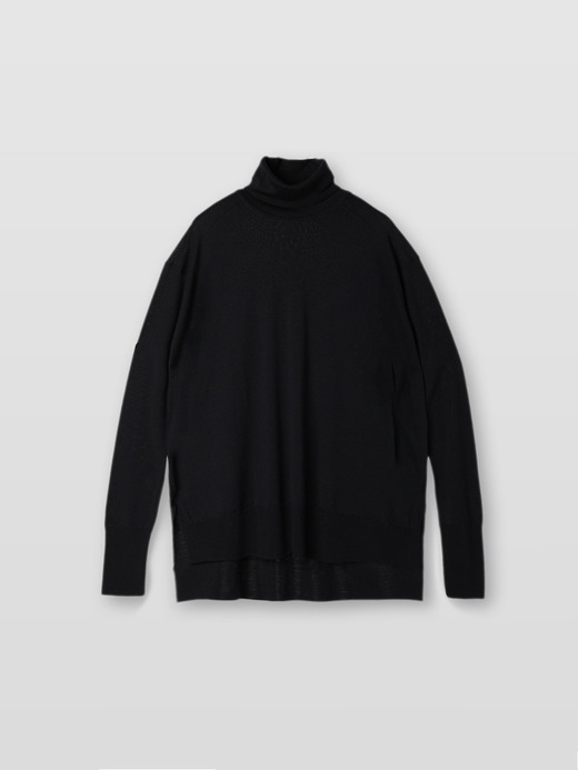 レディース 30G長袖タートルネックニット／MALLERY【RELAX FIT】 詳細画像 BLACK 1