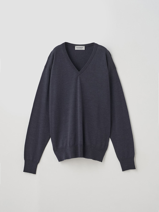 レディース 30G 長袖Vネックニット／OONA【COMMON FIT】 詳細画像 HEPBURN SMOKE 1