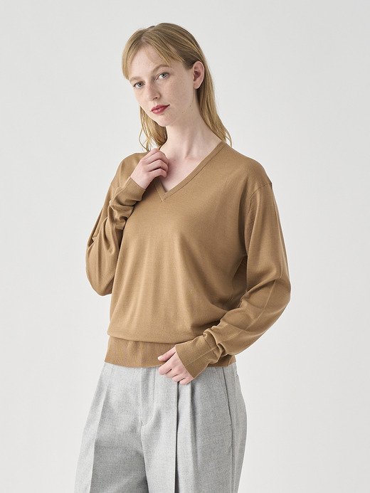 レディース 30G 長袖Vネックニット／OONA【COMMON FIT】 詳細画像 NUTMEG 2