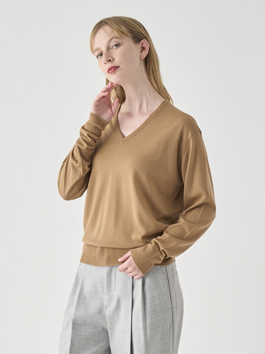 レディース 30G 長袖Vネックニット／OONA【COMMON FIT】 詳細画像 NUTMEG 3