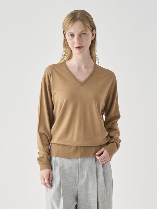 レディース 30G 長袖Vネックニット／OONA【COMMON FIT】 詳細画像 NUTMEG 4