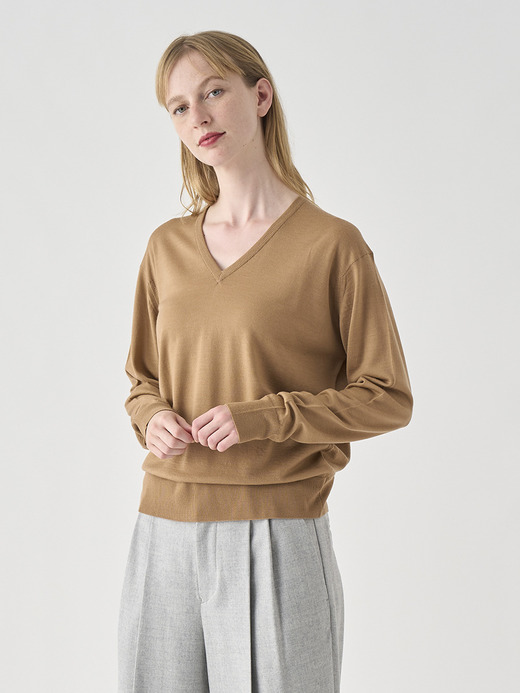 レディース 30G 長袖Vネックニット／OONA【COMMON FIT】 詳細画像 NUTMEG 5