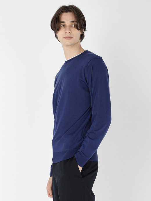 メンズ 30G 長袖 クルーネックニット／SCANLAN【MODERN FIT】 詳細画像 LAPIS BLUE 3