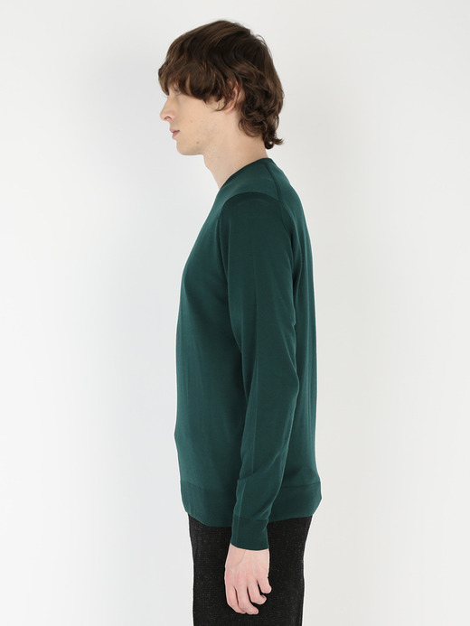 メンズ 30G 長袖 クルーネックニット／SCANLAN【MODERN FIT】 詳細画像 PINE 3