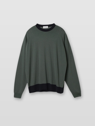 メンズ 24G長袖バイカラークルーネックニット／SKERN【EASY FIT】