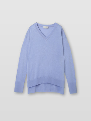 レディース 30G 長袖 Vネックニット／WHARTON【RELAX FIT】