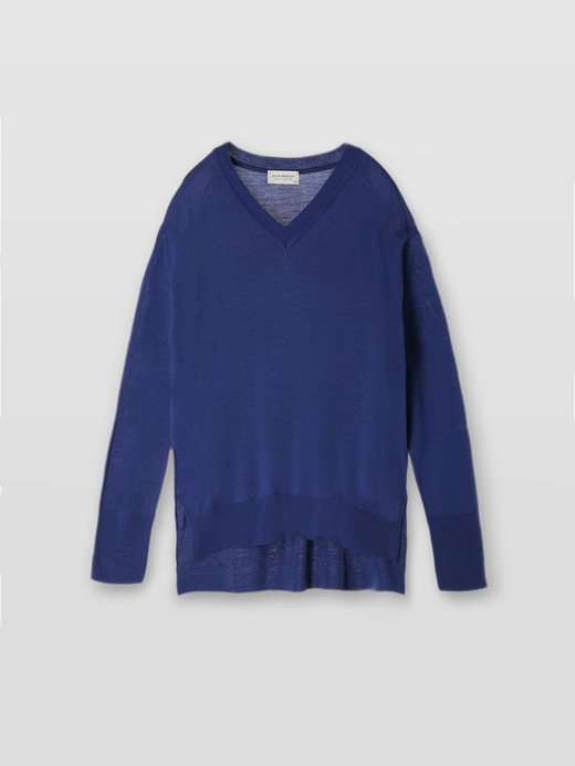 レディース 30G 長袖 Vネックニット／WHARTON【RELAX FIT】 詳細画像 LAPIS BLUE 1