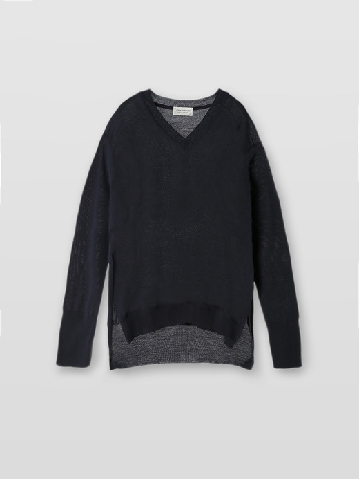 レディース 30G 長袖 Vネックニット／WHARTON【RELAX FIT】 詳細画像 MIDNIGHT 1