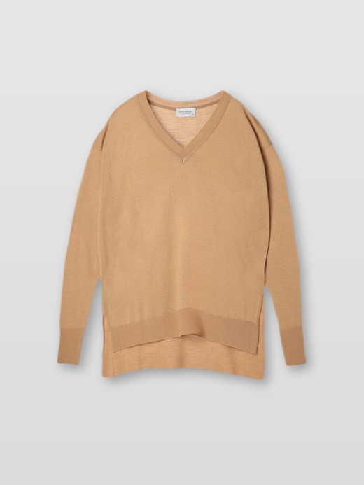 レディース 30G 長袖 Vネックニット／WHARTON【RELAX FIT】 詳細画像 NUTMEG 2