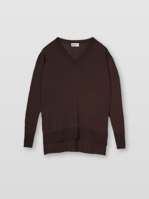 レディース 30G 長袖 Vネックニット／WHARTON【RELAX FIT】 詳細画像 TRUFFLE 1