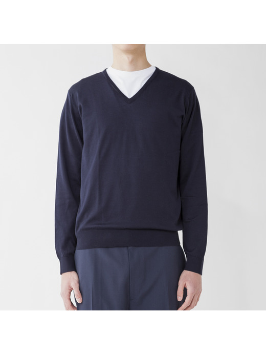 メンズ 30G 長袖 Vネックニット 詳細画像 NAVY 3