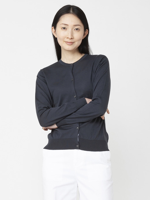 レディース 30G 長袖 クルーネックカーディガン【MODERN FIT】 詳細画像 GRANITE 1