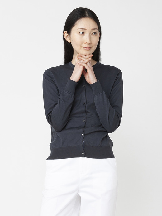 レディース 30G 長袖 クルーネックカーディガン【MODERN FIT】 詳細画像 GRANITE 5