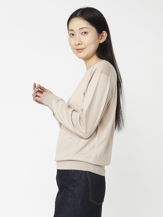 レディース 30G 長袖 クルーネックニット【COMMON FIT】 詳細画像 ALMOND 3