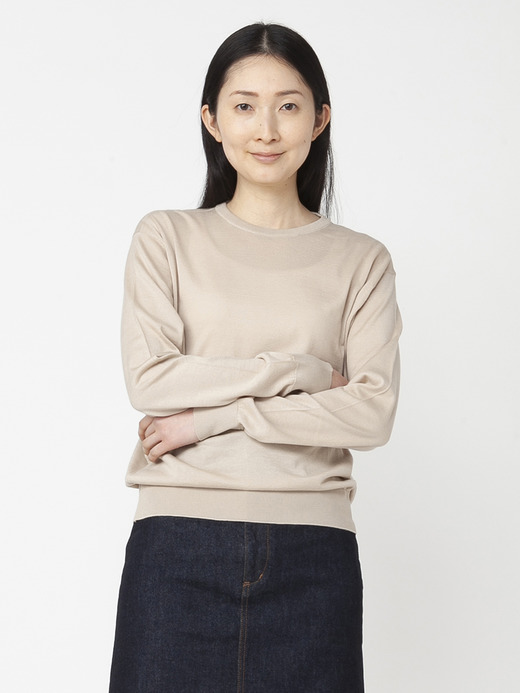 レディース 30G 長袖 クルーネックニット【COMMON FIT】 詳細画像 ALMOND 5