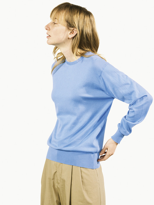レディース 30G 長袖 クルーネックニット【COMMON FIT】 詳細画像 CORNFLOWER BLUE 2
