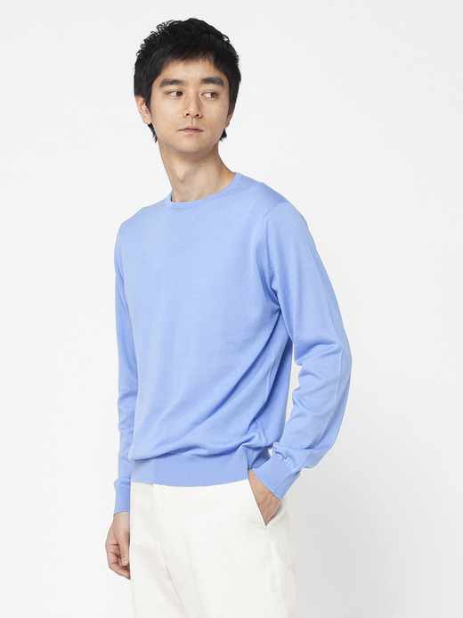 メンズ 30G 長袖 クルーネックニット【MODERN FIT】 詳細画像 CORNFLOWER BLUE 6