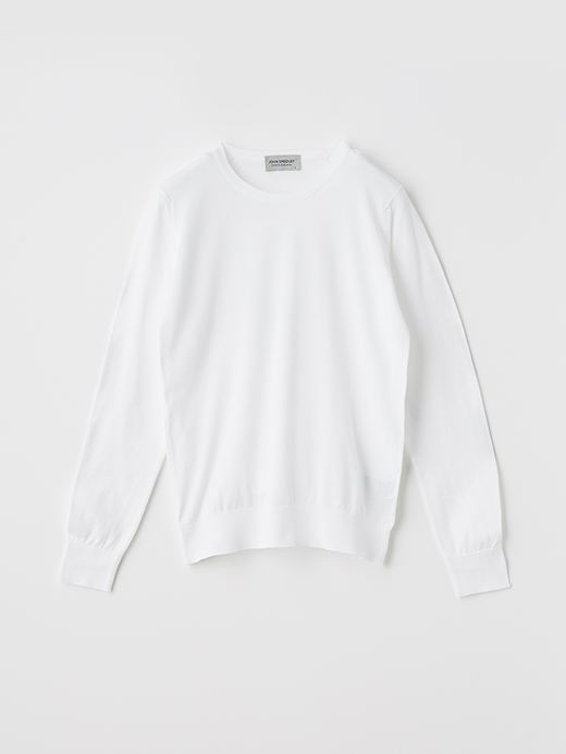 レディース 30G 長袖 クルーネックニット【MODERN FIT】 詳細画像 WHITE 1
