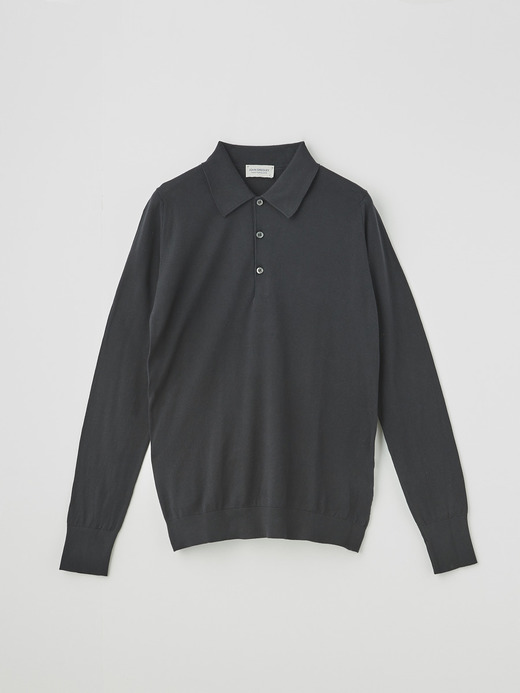 メンズ 30G 長袖 ニット ポロシャツ【EASY FIT】 詳細画像 BLACK 1