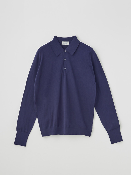 メンズ 30G 長袖 ニット ポロシャツ【EASY FIT】 詳細画像 MARINE BLUE 1