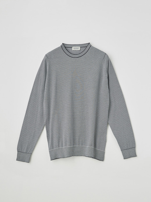 メンズ 30G 半袖 ニット ボーダー モックネックニット【EASY FIT】 詳細画像 NO1(HORTON) 2