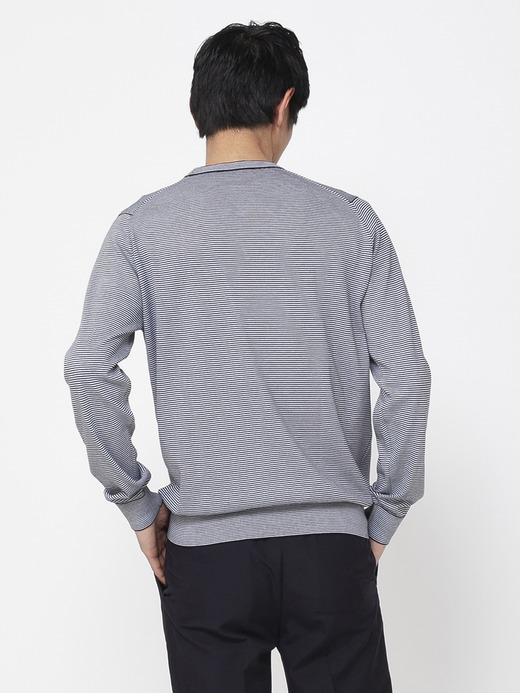 メンズ 30G 半袖 ニット ボーダー モックネックニット【EASY FIT】 詳細画像 NO1(HORTON) 6