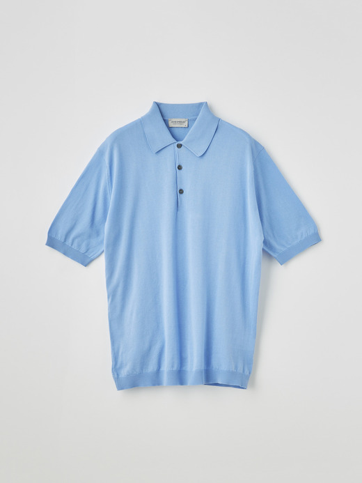 メンズ 30G 半袖 ニット ポロシャツ【EASY FIT】 詳細画像 CORNFLOWER BLUE 2