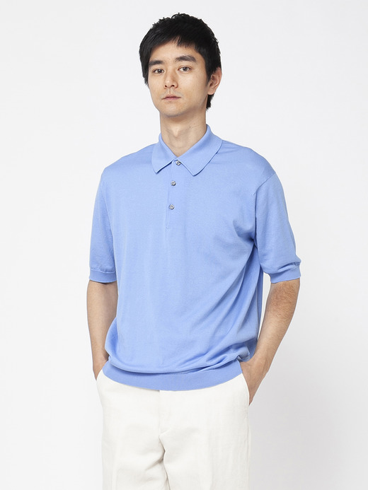 メンズ 30G 半袖 ニット ポロシャツ【EASY FIT】 詳細画像 CORNFLOWER BLUE 6
