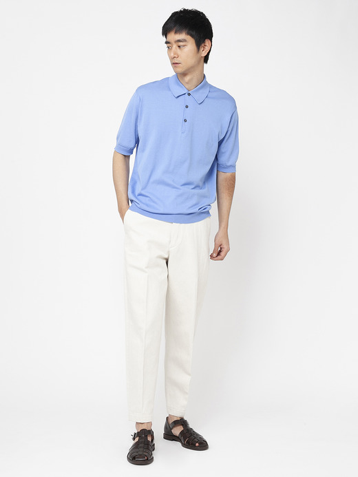 メンズ 30G 半袖 ニット ポロシャツ【EASY FIT】 詳細画像 CORNFLOWER BLUE 7