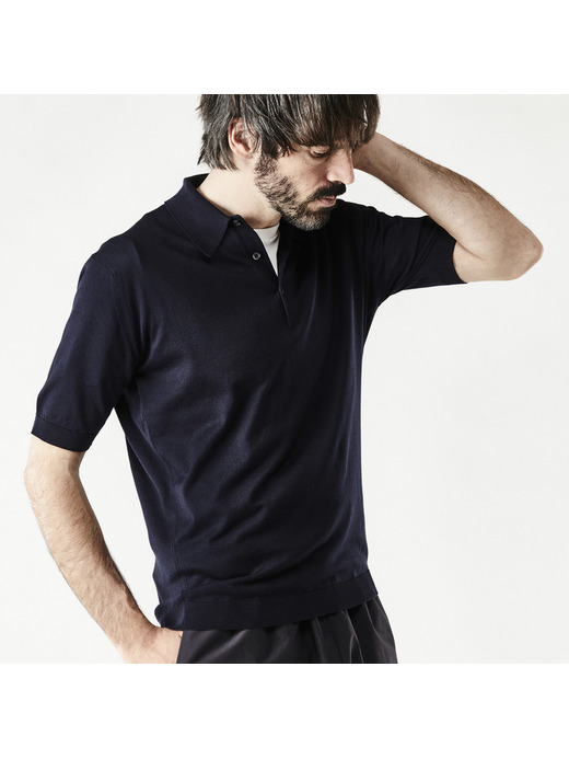 メンズ 30G 半袖 ニット ポロシャツ【EASY FIT】 詳細画像 NAVY 4