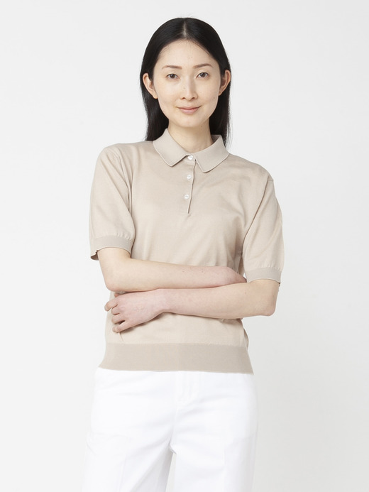 レディース 30G 半袖 ニットポロシャツ【COMMON FIT】 詳細画像 ALMOND 5
