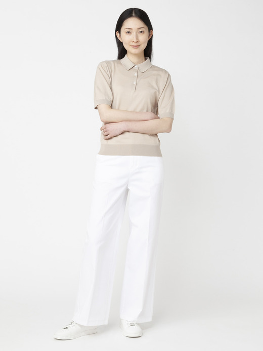 レディース 30G 半袖 ニットポロシャツ【COMMON FIT】 詳細画像 ALMOND 6
